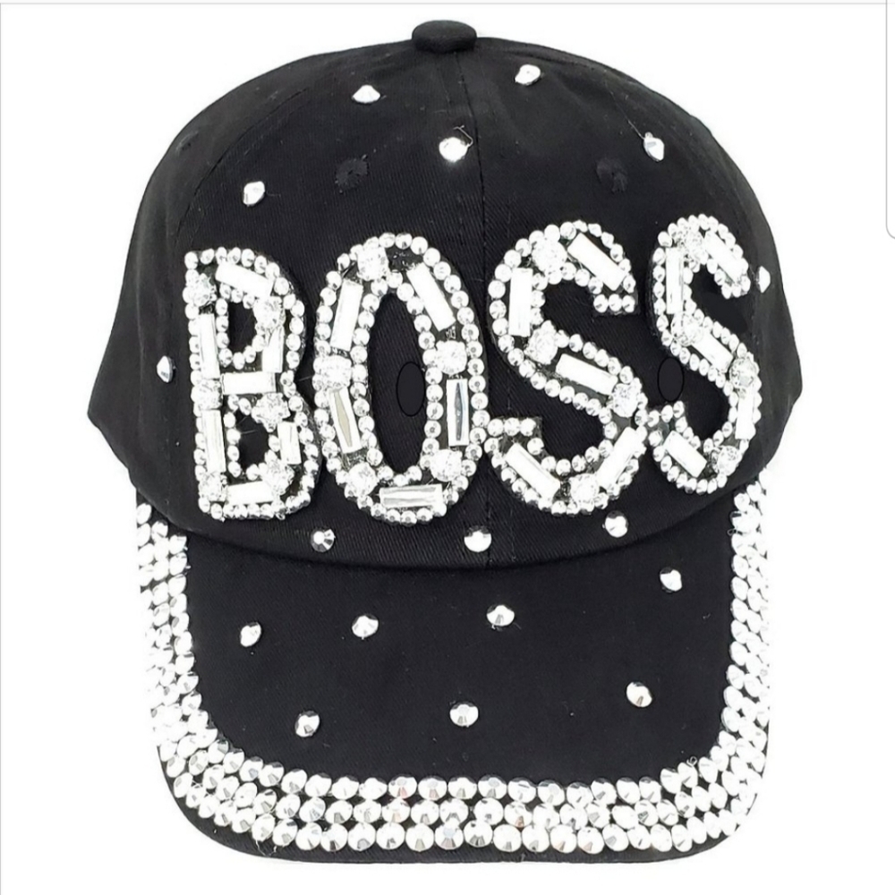 Boss Black Denim Rhinestone Hat